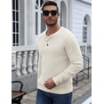 thumbnail image 6 of COOFANDY Mens Henley Waffle Pullover Sweater, Button Crewneck Casual Textured Sweaters, 6 of 8