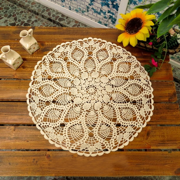 Round Vintage Crochet Cotton Lace Table Cloth Cover Small ...