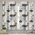 thumbnail image 2 of Ambesonne Whale Valance & Curtain, Aquatic Animal Silhouette, 55"x24", Slate Blue Peach Black, 2 of 6