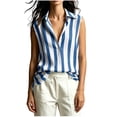 thumbnail image 2 of Noric Women's Striped Print Tank Tops Sleeveless V-Neck Collar Casual Summer Trendy Office Blouse, 2 of 7