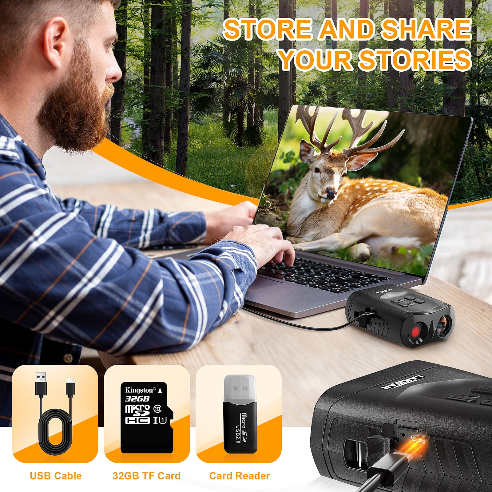 4K Night Vision Binoculars-Night Vision Goggles for Adults, 3'' IPS Large Screen Hunting Binoculars for Day and Night with 32GB Memory