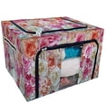 thumbnail image 1 of EREHome flowers paper Storage Bag Clear Window Storage Bins Boxes Large Capacity Foldable Stackable Organizer With Steel Metal Frame For Bedding,Clothes,Closets, Bedrooms, 1 of 3