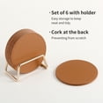 thumbnail image 3 of Casegrace Set of 6 Leather Coasters With Metal Holder Home Decorative Waterproof Cup Mat Kitchen Desktop Drink Coaster Set with Cork Base Brown, 3 of 8