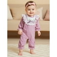 thumbnail image 6 of Rovasas Baby Girl Romper Floral Embroidery Lace Ruffled Long Sleeve Jumpsuit, 6 of 9