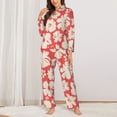 thumbnail image 2 of Fotbe Beige Flowers Pattern Long Sleeve Pajama Set for Women,Sleepwear Set,2-piece Loungewear Set,Soft PJs Comfy Nightwear with Pockets -Medium, 2 of 7