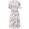 thumbnail image 2 of Cuteduck Women's summer casual plus-size Bohemian-style swing wrap dress with floral prints, V-neck and cinched waist, flowing and elegant mid-length dress 1X-5X, 2 of 9