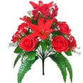 thumbnail image 1 of Faux Silk Flower Bouquet, Silk Roses Arrangement, Home Wedding Party Decor Centerpiece, 18 Roses, 1 of 2