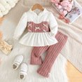 thumbnail image 3 of RUTAYY Toddler Girls Clothing Sets 2-Pack Cute Bow Striped Top and Knit Pants Outfit Soft Comfortable Casual Playwear Versatile Vacation Outfit Sets, 3 of 8