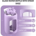 thumbnail image 6 of MUKOKO 84oz Glass Water Bottle, 2.5L Gallon Water Jug with Straw Lid and Stainless Steel Handle, Motivational Capacity Marker, Purple, 6 of 6