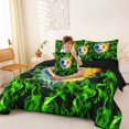 thumbnail image 4 of Erosebridal 3D Football Soccer Print 7 Pieces Bedding Comforter Set For Kids,Kids Ball Games Full Bedding Set,Reversible black, 4 of 7