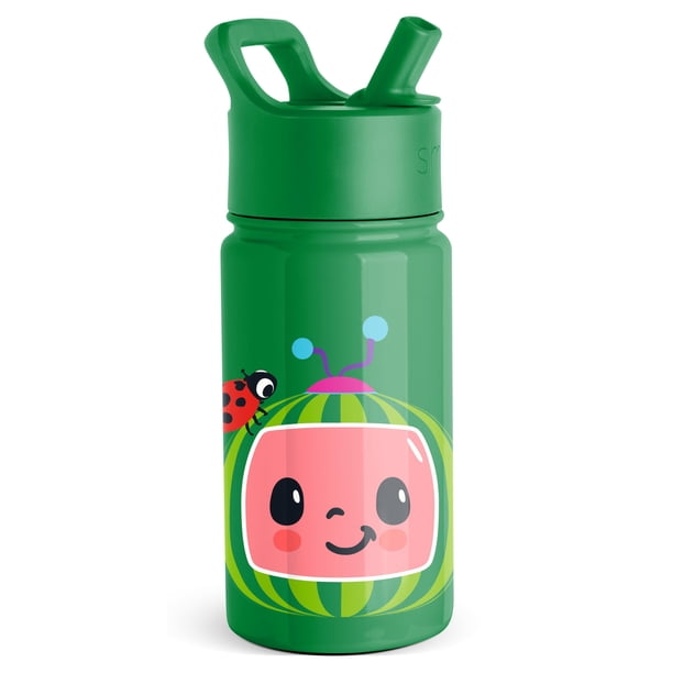 Botella de agua simple y moderna CocoMelon Kids de 400 ml con tapa de pajita