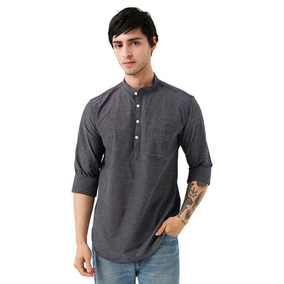 Nick&Jess 100% Cotton indigo Stripe Denim Kurta Shirt .