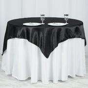 Efavormart 60" SATIN Square Tablecloth Overlay For Wedding Catering Party Table Decorations BLACK Square Tablecloth Cover