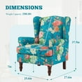 thumbnail image 3 of Erommy  Wing back Arm Chair, Upholstered Fabric High Back Chair with Wood Legs Teal Flower Wood Finish N/A Americana, Modern & Contemporary, 3 of 5