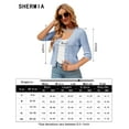 thumbnail image 7 of Women's Long Sleeve V-Neck Button Down Cardigan Knit Shrugs Sweater, 7 of 7