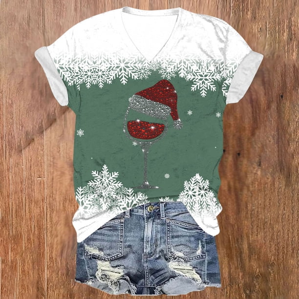 Puntoco Blusa de manga corta con cuello en V y estampado liso para mujer, estilo casual, para verano