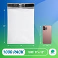 thumbnail image 2 of White Poly Mailers Envelopes, 9 x 12 Inches. Pack of 1000 Plastic Shipping Bags for Clothes, 2.0 Mil. Stretchy Shipping Envelopes for Clothing. Waterproof Mailers Poly Bags with Self-Seal, 2 of 7