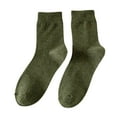 thumbnail image 3 of opolski 1 Pair Men Socks Mid-tube No Odor Solid Color High Elasticity Anti-slip Breathable Soft Warm Sweat-absorption Anti-shrink Sports Cotton Socks Army Green, 3 of 8