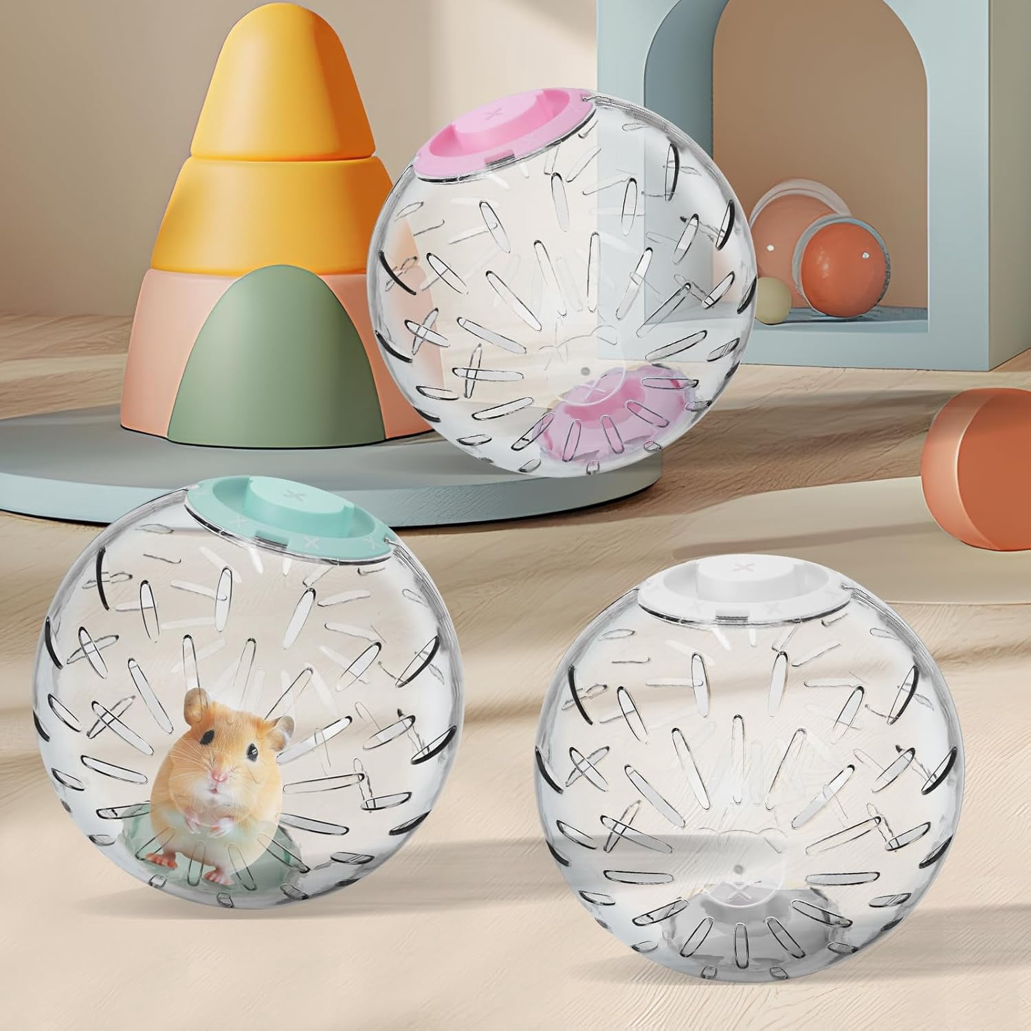 ABPETE Running Clear Plastic Balls with Blue Lock, Large Space, Easy to Clean, Portable Cage, for Hamsters(7.9 inch)