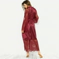 thumbnail image 5 of See Through Lingerie For Women Silk Satin Kimono Robe Bathrobe Belt Pajamas Bodysuit Red XXL, 5 of 6