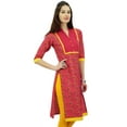 thumbnail image 2 of Phagun Tunique en Coton Imprimée pour Femmes Manches 3/4 Rose Droite Kurti Indienne - 10, 2 of 2