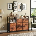 thumbnail image 3 of CONCETTA 8-Drawer Dresser TV Stand for Bedroom with Charging Station, Teen/Adult Fabric Storage with Open Shelves, Rust, 3 of 8