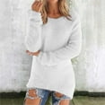 thumbnail image 2 of Mohiass Fluffy Fuzzy Sweater for Women Casual Crewneck Loose Long Sleeve Pullover Tops Winter Warm Baggy Jumper Sweaters White XL, 2 of 7