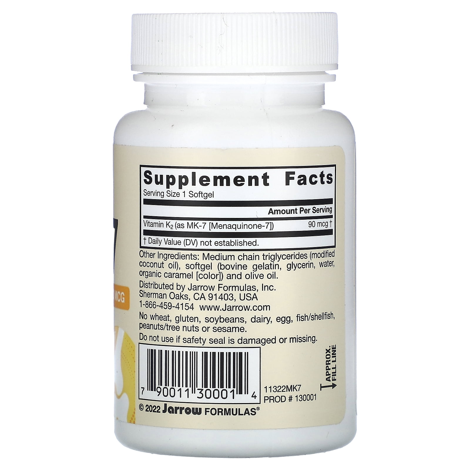 Jarrow Formulas MK-7 Softgels, 90 mcg, 60 Count