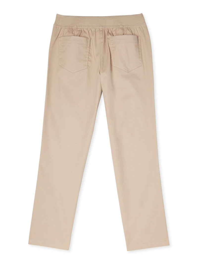 Wonder Nation Girls School Uniform Khaki Pull-On Pants, Sizes 8-20
