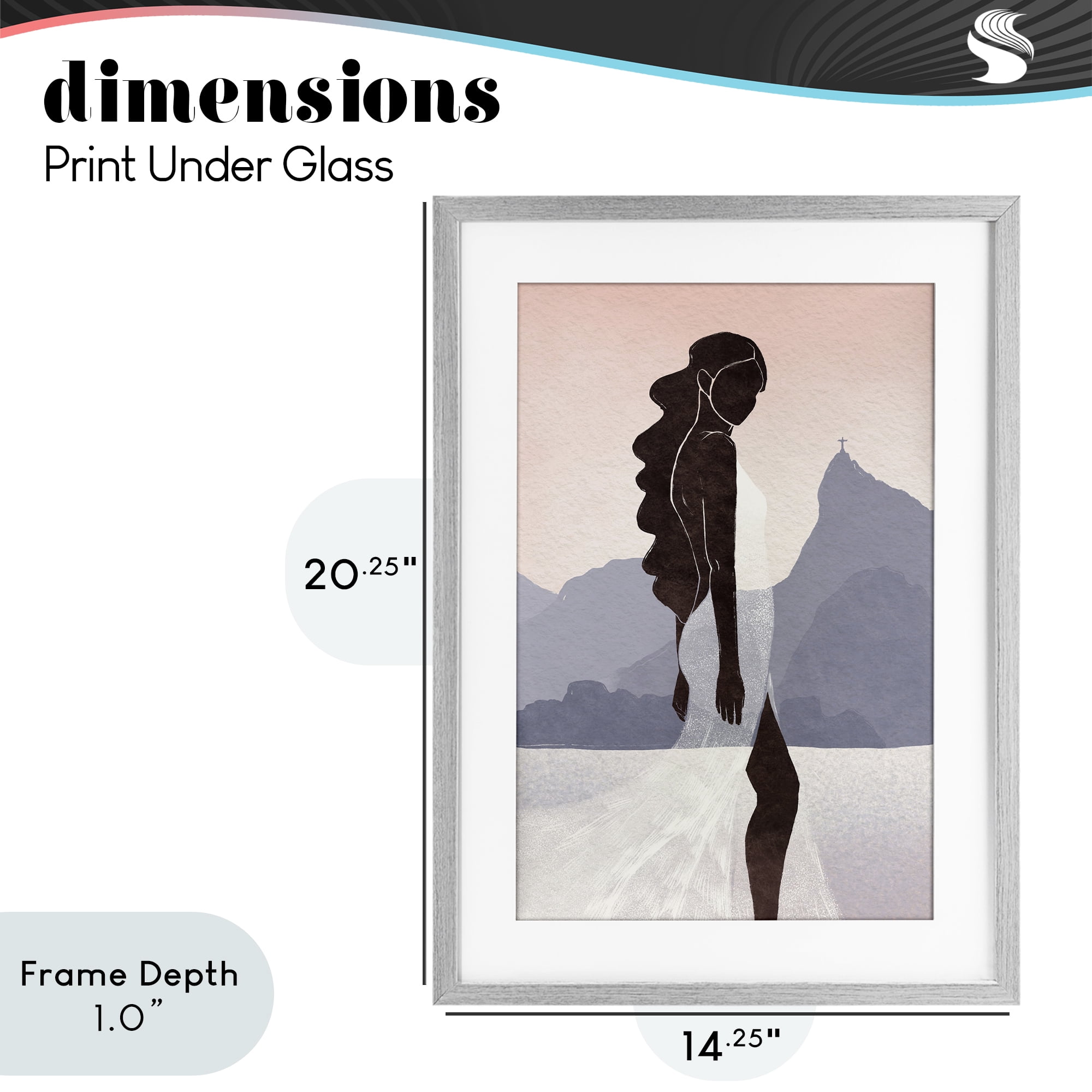 Stupell Industries Garota Silhouette Portrait Gray Framed Print Under Glass, design by Yuyu Pont