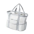 thumbnail image 4 of Bolso de playa de malla, bolsa de almacenamiento de red, bolso de mano para artículos esenciales de vacaciones en piscina, natación y viajes. Gris, 4 of 8
