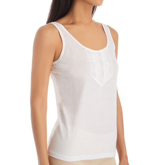 Women's Shadowline 1529 Cotton Knit Lace Camisole (White L)