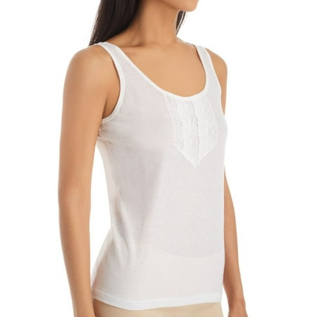 

Women s Shadowline 1529 Cotton Knit Lace Camisole (White M)