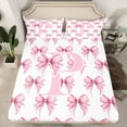 thumbnail image 3 of Feelyou Cute Pink Monogrammed Twin Sheet Sets for Child, Kawaii Bow Letter P Twin Fitted Sheet, Dreamy Princess Style Flat Sheet, Luxury Bedroom Decor, 3 Pieces, 3 of 8