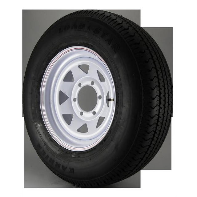 ST225/75R15 Loadstar Trailer Tire LRD on 6 Bolt White Spoke Wheel