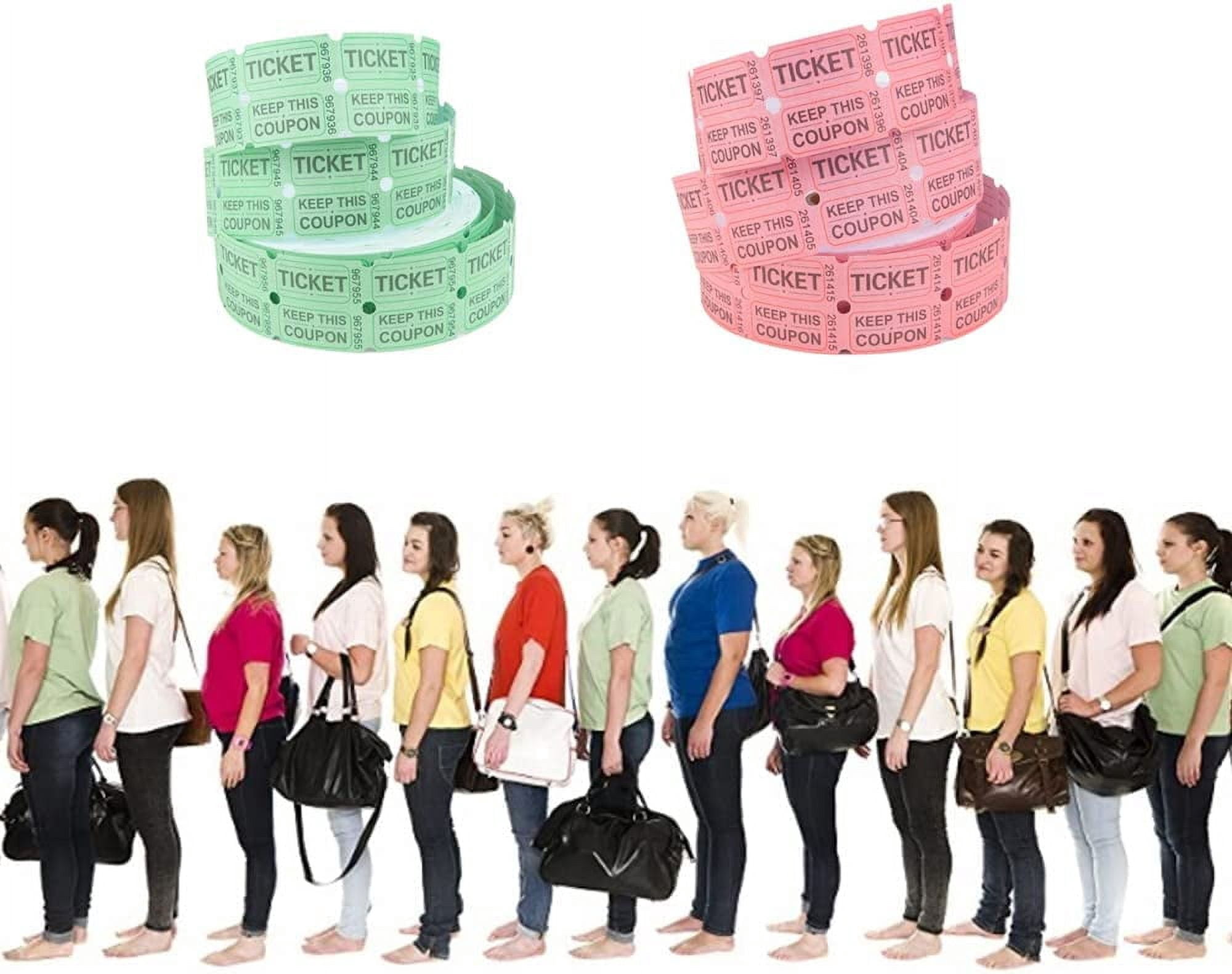 8000 Assorted Raffle Ticket Rolls, Double Raffle Tickets Set of 4 Colors Printable for Raffle, Events, Classroom, Entry, Class Reward & Door Prize