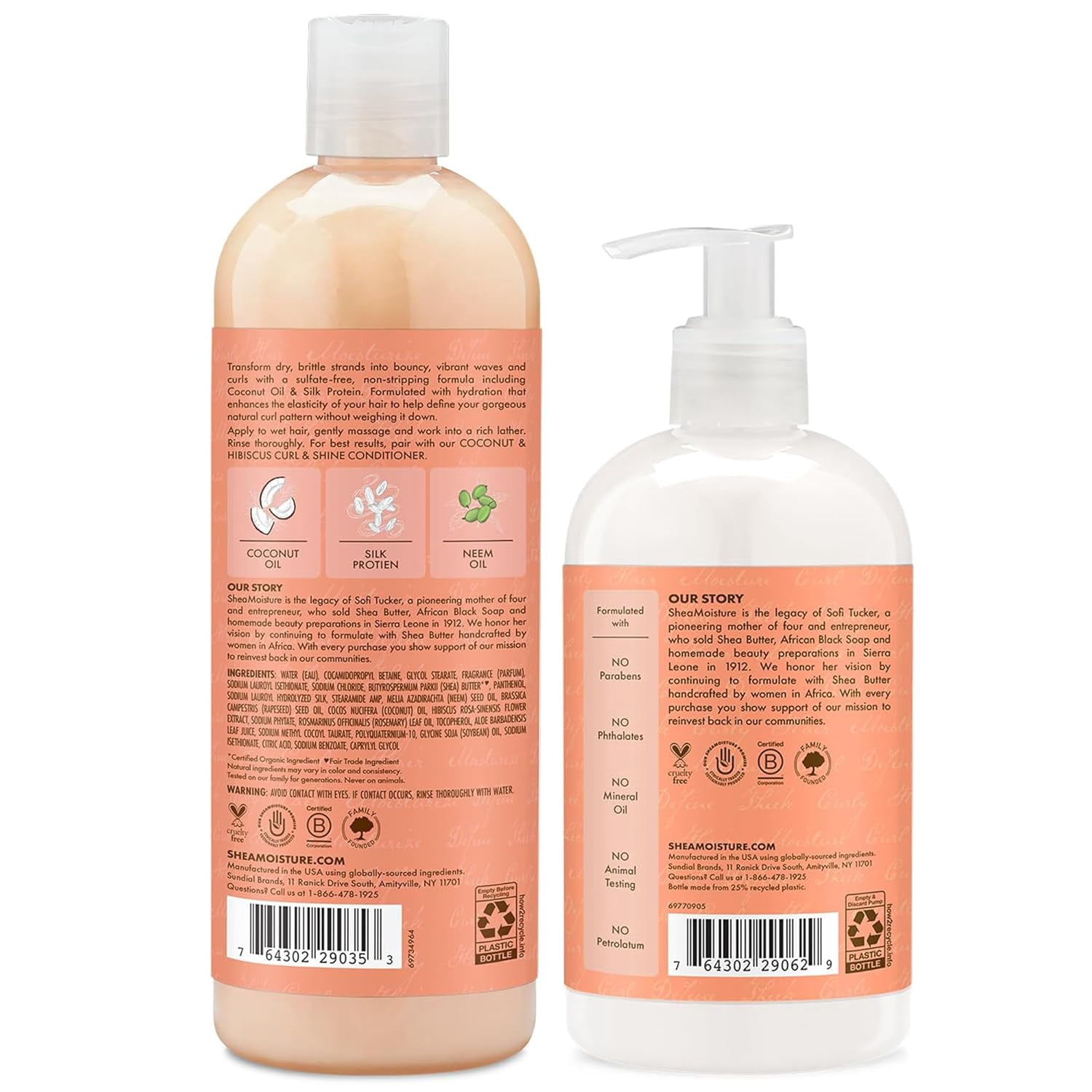 Shea Moisture Shampoo & Conditioner Set – Curl & Shine, Coconut