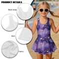 thumbnail image 4 of DISNIMO Marble Print Girls Swimsuit Kids One Piece Bathing Suit Sleeveless Swimwear Skirted U Neck Breathable Swim Dress 3-4Y, 4 of 8