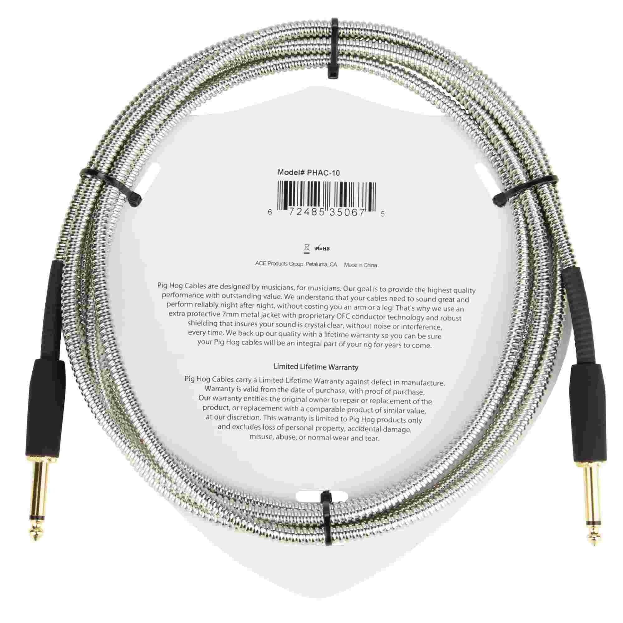 Pig Hog PHAC10 Armor Clad 1/4" Instrument Cable - 10'