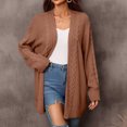 thumbnail image 2 of Mid-Long Cardigans for Women Soft Comfy Solid Color Open Front Sweater Outwear Casual Loose V Neck Cable Knit Jacket (Coffee L), 2 of 6