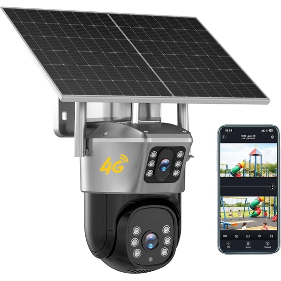 boykeep 4G Solar Security Camera, 360° View Wireless Outdoor Camera,2K Dual-Lens,Waterproof PIR Detection,Two-Way Audio & Color Night Vision, 10400mAh Battery Powered Cameras