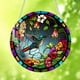 thumbnail image 5 of ¡Liquidación! Atrapasol Meiiso con diseño de colibríes y flores, vitral colgante de 15 cm (5,9 pulgadas), pintado a mano, para jardín, panel de vidrio pintado, decoración, regalo temático., 5 of 8
