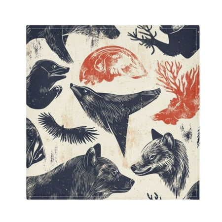 

Napkin Satin Napkin 20*20Inchx6 Kitchen Towel Dinner Plate Towel Decorative Towel Napkin Tea Towel Suitable For Kitchen Table Black Wolf Head