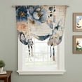 thumbnail image 2 of Vintage Blue Floral Tie Up Curtains for Windows, Adjustable Balloon Window Shades, Butterflies Watercolor Flower Tan Kitchen Window Treatments Adjustable Roll Up Curtain for Basement/Nursery 52"x45", 2 of 8