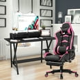 Gymax Gaming Desk&Massage Gaming Chair Set w/ Footrest Monitor Shelf