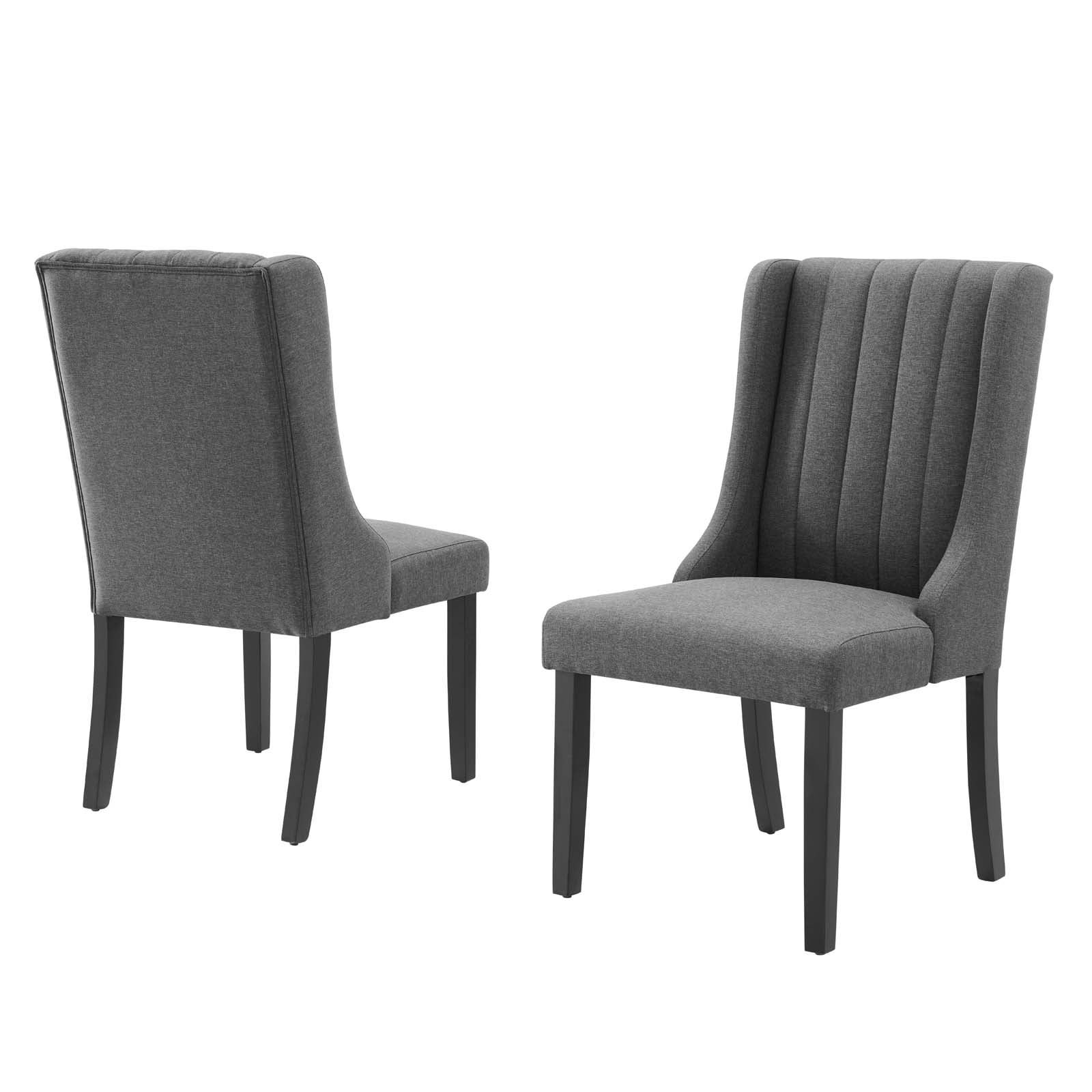 Side Dining Chair, Set of 2, Fabric, Grey Gray, Modern Contemporary