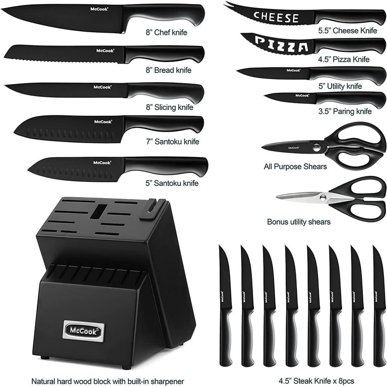 Knife Set 19 Pieces TICWELL Kitchen Black Knife Set with Acrylic Premium 13  C