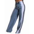 thumbnail image 3 of Women'S Patchwork High Waist Wide Leg Jeans Color Block Denim Straight Leg Trendy Trousers Blue Denim & White L, 3 of 9