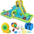 Funcid Inflatable Bounce, Kids Backyard Outdoor Water Park with Slide ...