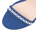 thumbnail image 4 of FSJ Women Elegant Pearls Single Strap Crystal Block Heels Sandals Round Open Toe Ankle Buckle Strap Sandals Sexy Wedding Evening Shoes Size 8 Blue, 4 of 5